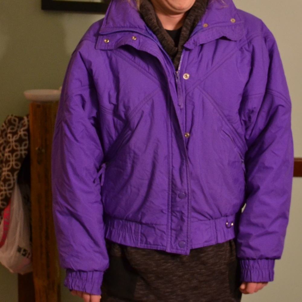 80's Vintage Purple Puffy Jacket // M